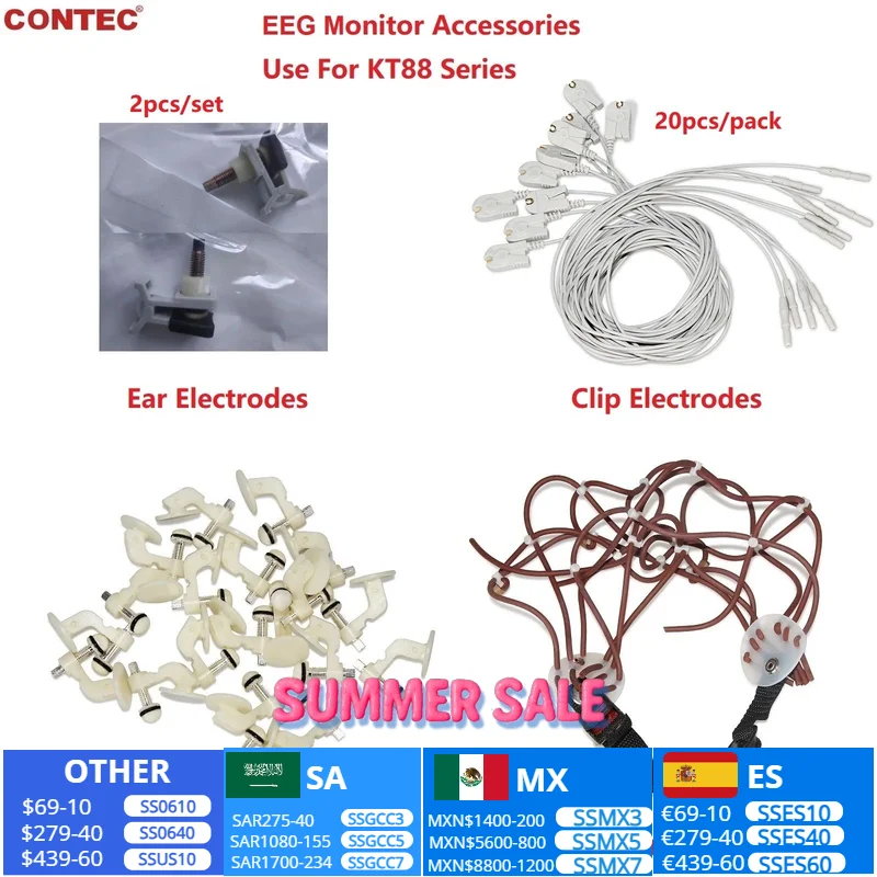 CONTEC KT88 Accessories Series EEG Monitor, EEG Cap, Ear Clip Electrodes, EEG Cable, EEG Electrodes
CONTEC KT88 Accessories Series EEG Monitor, EEG Cap, Ear Clip Electrodes, EEG Cable, EEG Electrodes