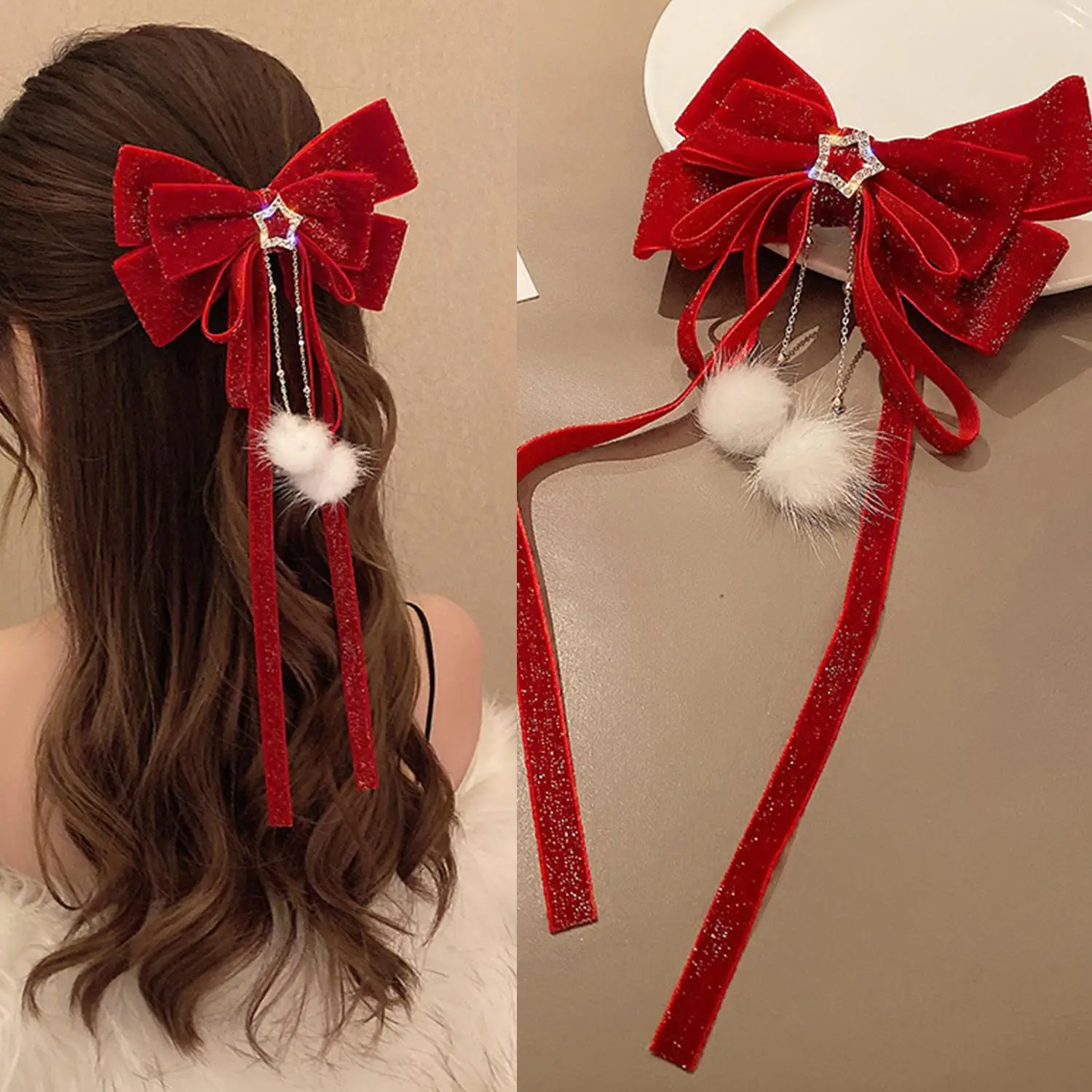 Red Bow Hairpin New Year Chinese Style Velvet Shiny Velvet Hairpins Headwear Cute Clip New Year
Red Bow Hairpin New Year Chinese Style Velvet Shiny Velvet Hairpins Headwear Cute Clip New Year