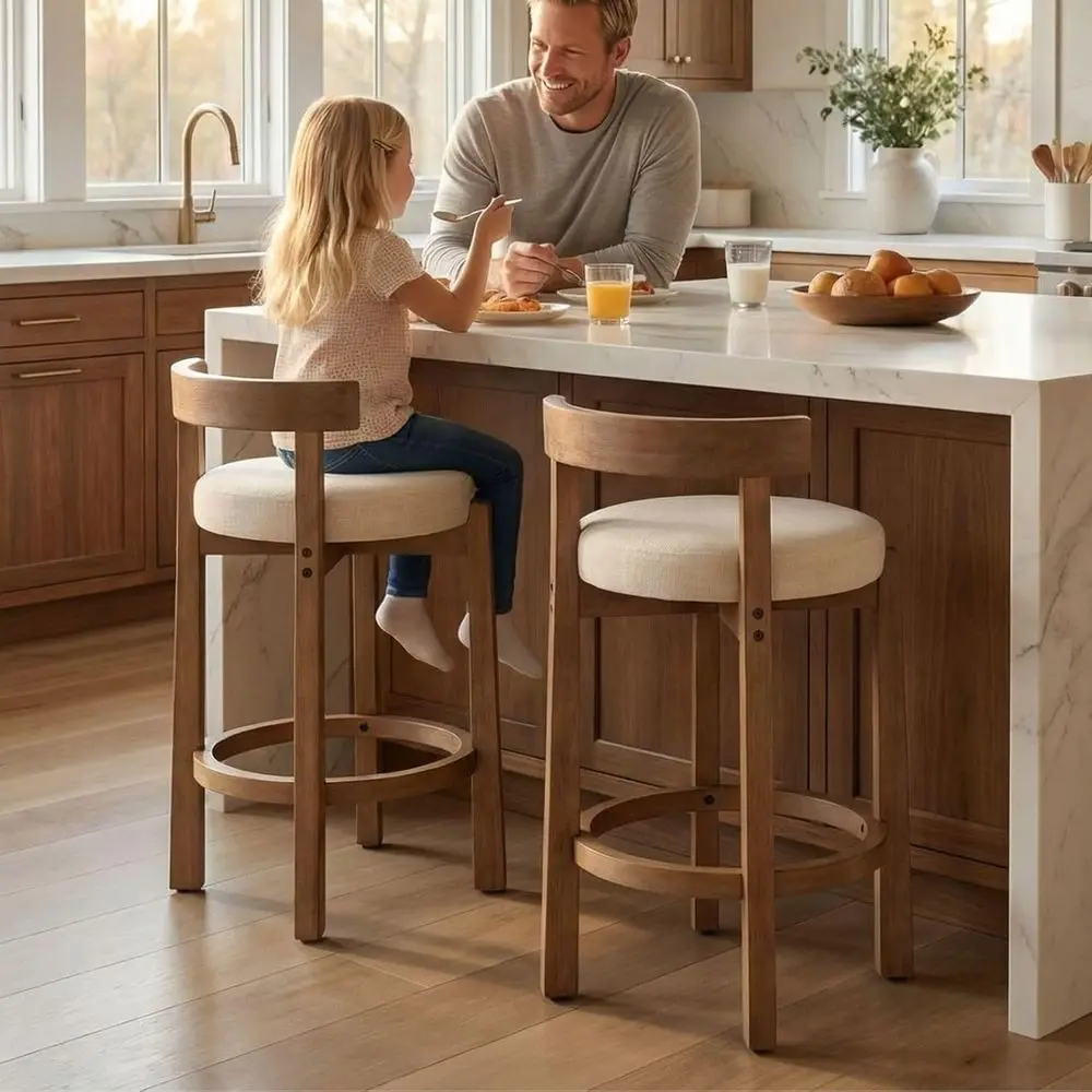 Upholstered 26.5 Counter Height Barstools Set of 2 with Natural Wood Legs, Beige for Kitchen or Dining Room
Upholstered 26.5 Counter Height Barstools Set of 2 with Natural Wood Legs, Beige for Kitchen or Dining Room