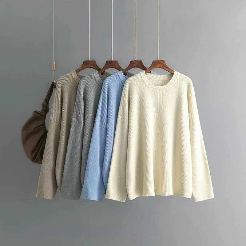 Loose Fit round Neck Long Sleeve Pure Color Casual Knitted Sweater Comfortable Breathable Autumn Winter Women's Fashion Top
Loose Fit round Neck Long Sleeve Pure Color Casual Knitted Sweater Comfortable Breathable Autumn Winter Women's Fashion Top