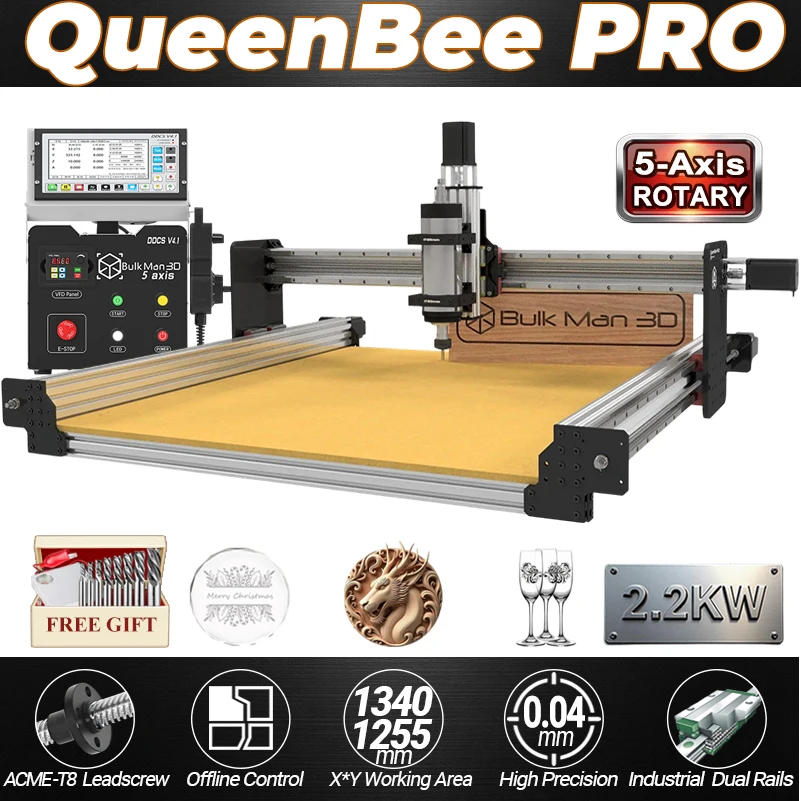 BulkMan3D QueenBee PRO 5-осевой комплект станков с ЧПУ мощностью 2,2 кВт с автономным контроллером DDCSV4.1, двойными линейными направляющими, двигателями с замкнутым контуром 3 Нм
BulkMan3D QueenBee PRO 5-осевой комплект станков с ЧПУ мощностью 2,2 кВт с автономным контроллером DDCSV4.1, двойными линейными направляющими, двигателями с замкнутым контуром 3 Нм