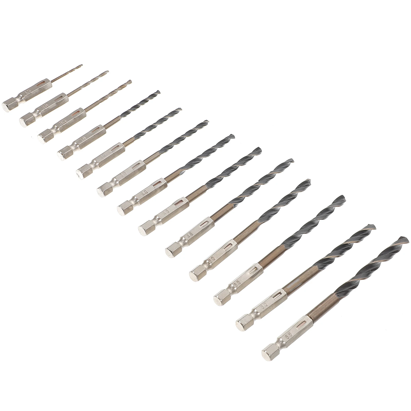 13pcs Drill Bits Set 3 16 shank 4341 High Speed Steel Plastic Impact Suitable Carpenters Tools 
13pcs Drill Bits Set 3 16 shank 4341 High Speed Steel Plastic Impact Suitable Carpenters Tools