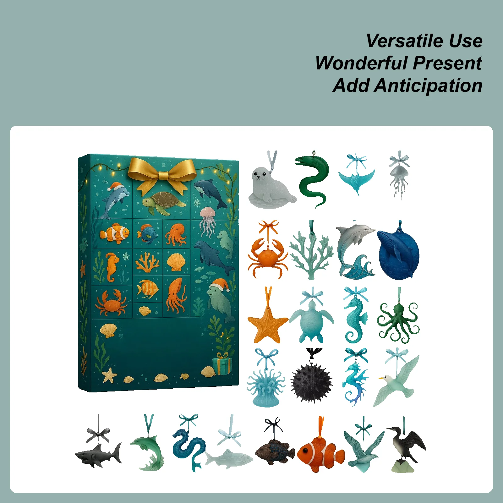 Рождественский адвент-календарь 2D акриловый кулон морской жизни 24-дневный орнамент морских существ календарь обратного отсчета для декора рождественской елки
Рождественский адвент-календарь 2D акриловый кулон морской жизни 24-дневный орнамент морских существ календарь обратного отсчета для декора рождественской елки