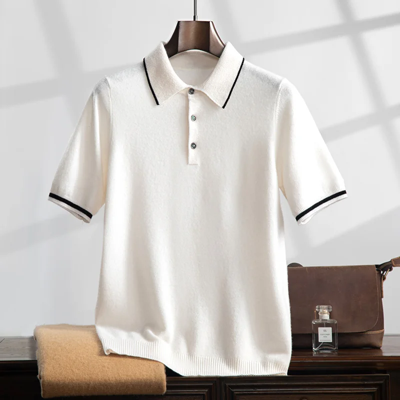 High Quality New Men Sweaters 100% Cashmere Spring Summer Fashion POLO Neck Short Sleeve T-shirt Large Size Knitwear Men Pullove
High Quality New Men Sweaters 100% Cashmere Spring Summer Fashion POLO Neck Short Sleeve T-shirt Large Size Knitwear Men Pullove