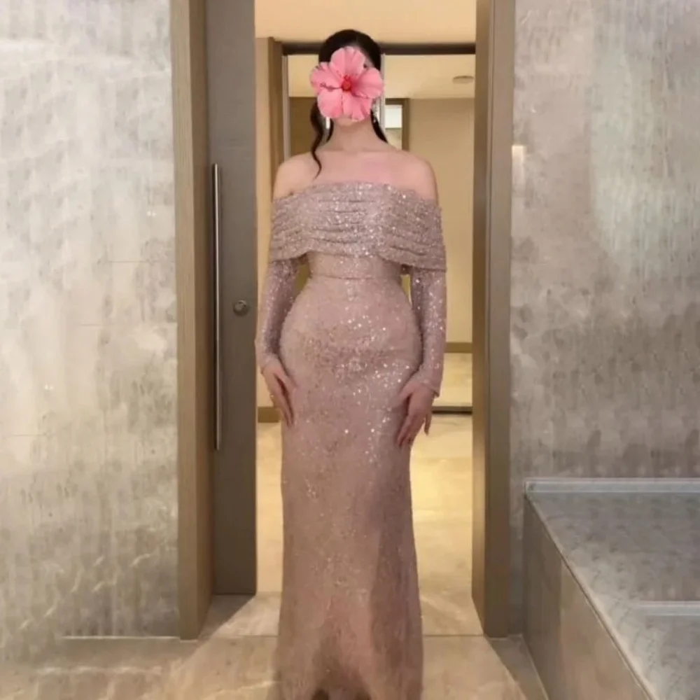 Fashionable Romantic Prom Dress Charming Mermaid Sequins evening dresses Floor Length Boat Neck Red Carpet Dress luxury 2025
Fashionable Romantic Prom Dress Charming Mermaid Sequins evening dresses Floor Length Boat Neck Red Carpet Dress luxury 2025