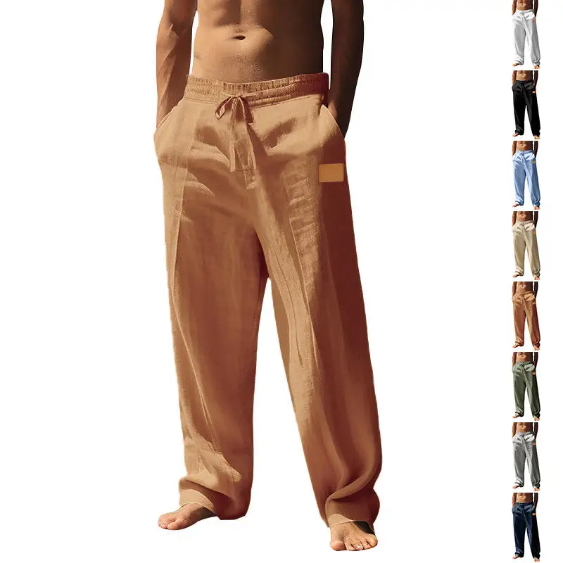 Loose Cotton Linen Men's Beach Casual Pants Belted Breathable Comfortable Sporty Long Trousers for Men mid Waist Straight Leg
Loose Cotton Linen Men's Beach Casual Pants Belted Breathable Comfortable Sporty Long Trousers for Men mid Waist Straight Leg