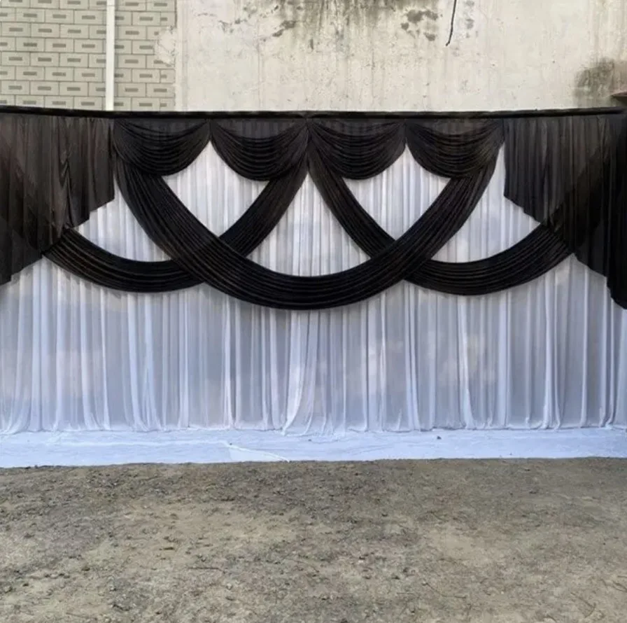 Customized Black White Funeral Backdrop Church Curtain Background with Swags Ice Silk Wedding Banquet Party Halloween Decoration
Customized Black White Funeral Backdrop Church Curtain Background with Swags Ice Silk Wedding Banquet Party Halloween Decoration