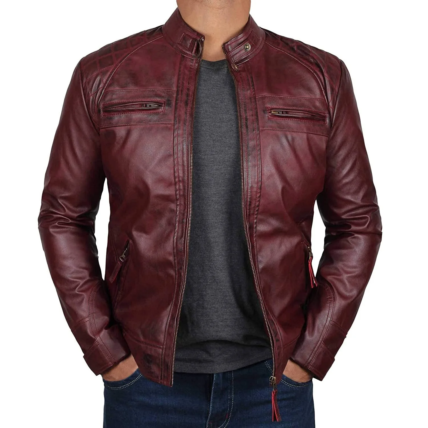 Brown Leather Jacket Men Leather Jacket Teenagers Stand Collar Punk Make Old Leather Clothes Men Motorcycle Leather Jacket
Brown Leather Jacket Men Leather Jacket Teenagers Stand Collar Punk Make Old Leather Clothes Men Motorcycle Leather Jacket