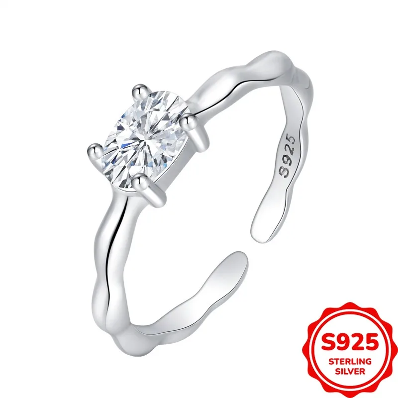 Exquisite and Versatile Genuine S925 Silver Wave Oval Zircon Open-end Women's Ring 
Exquisite and Versatile Genuine S925 Silver Wave Oval Zircon Open-end Women's Ring