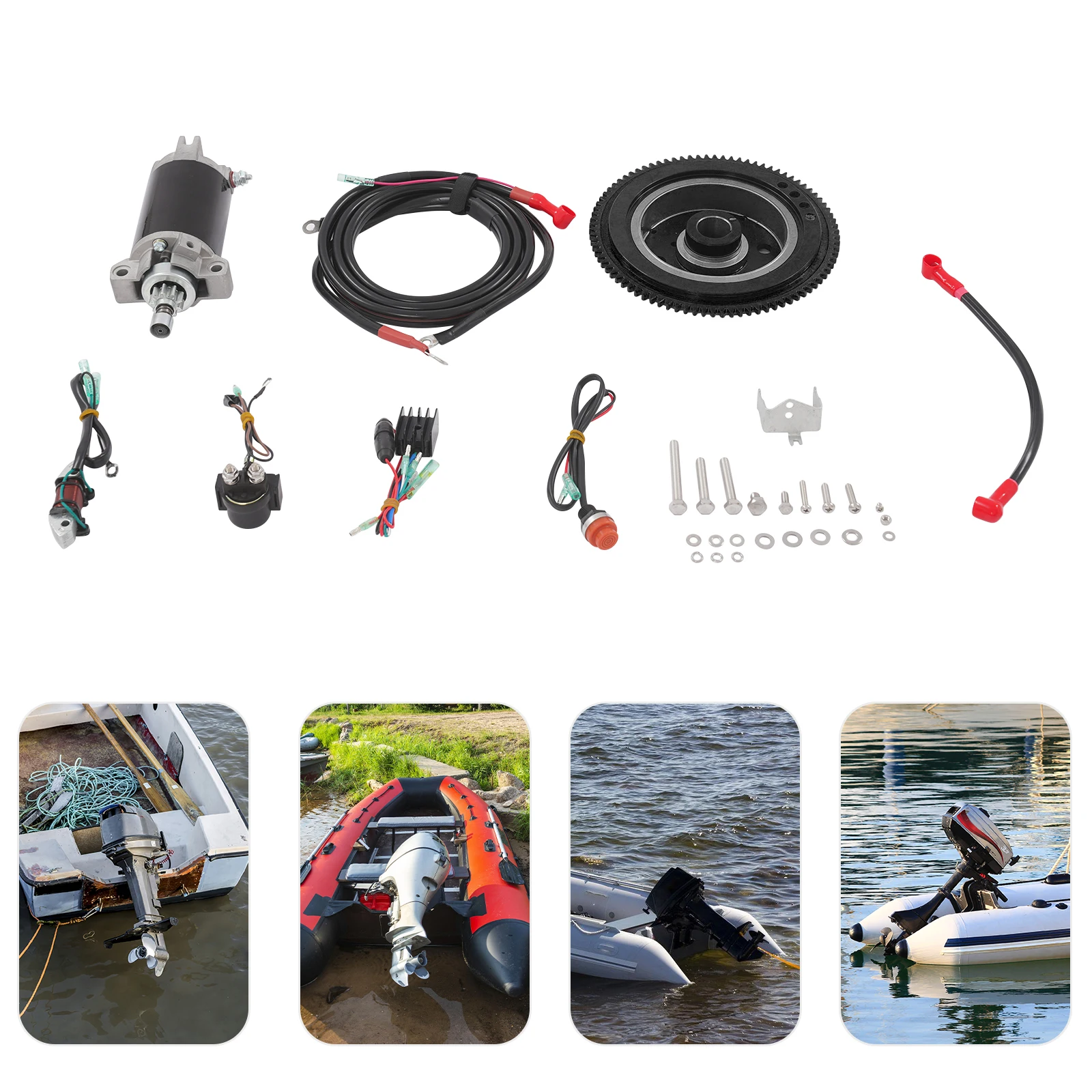 Outboard Motor Starter Set, 2-stroke 40PS Outboard Engine Starte Kit, Electric Start Conversion Kit For 2-stroke 40PS Outboard Motors