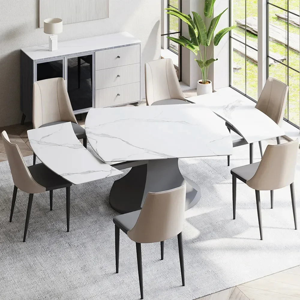 Italian minimalist rock slab dining table, household retractable folding square and round dual-purpose dining table
Italian minimalist rock slab dining table, household retractable folding square and round dual-purpose dining table