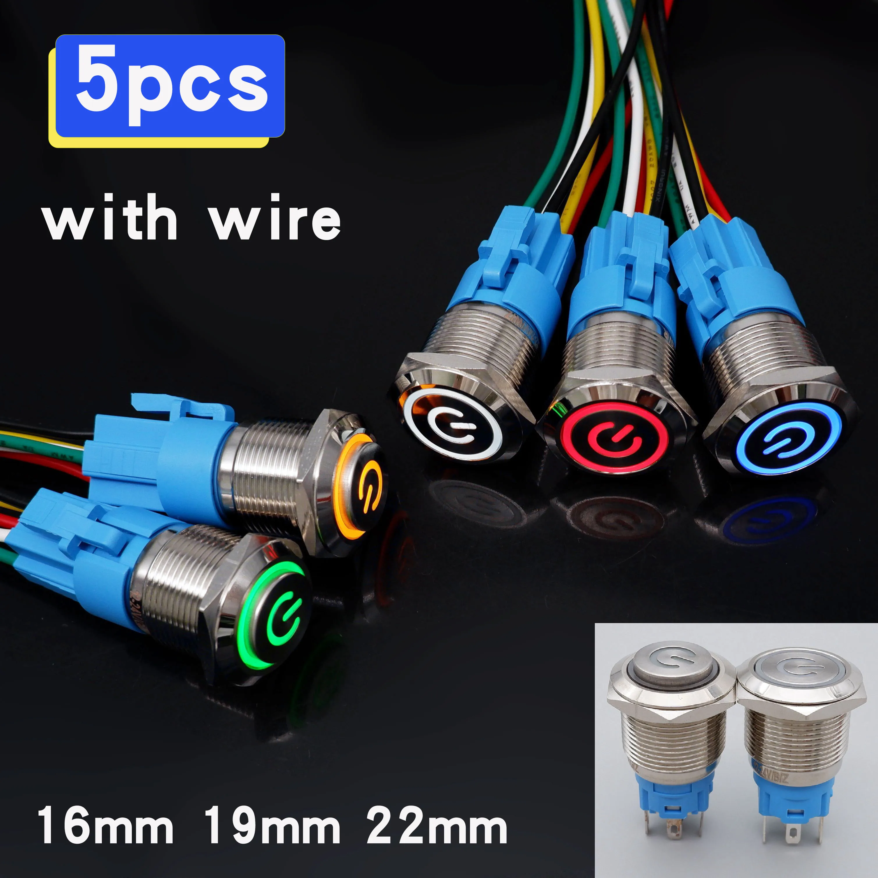 5pcs 16mm 19mm 22mm Metal Push Button Switch Waterproof LED Light Momentary Latching Red Blue Green Yellow White 3v 5v 12v 220v
5pcs 16mm 19mm 22mm Metal Push Button Switch Waterproof LED Light Momentary Latching Red Blue Green Yellow White 3v 5v 12v 220v