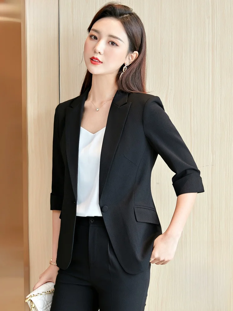 Thin Summer Suit Set for Women Commute Professional Formal Short Sleeve Seven Button Pure Color Slim Fit Business Jacket Top
Thin Summer Suit Set for Women Commute Professional Formal Short Sleeve Seven Button Pure Color Slim Fit Business Jacket Top