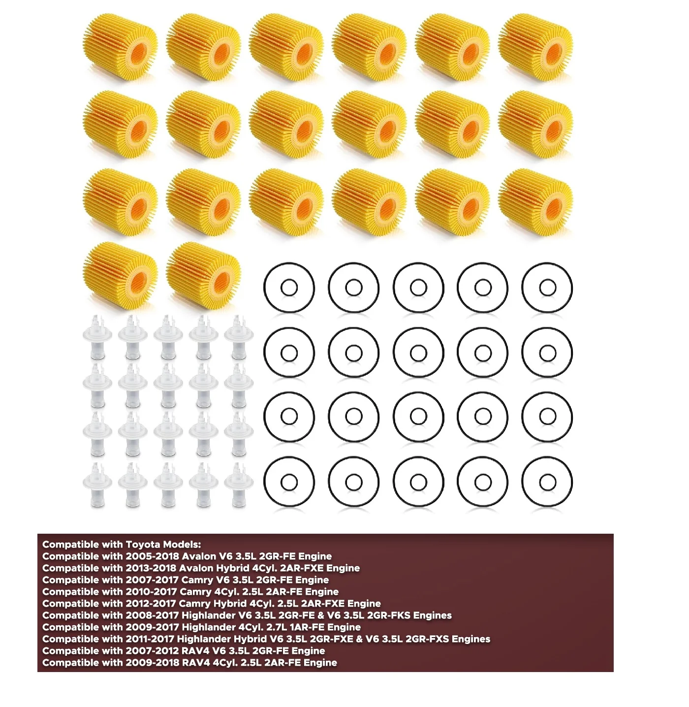 Oil Filter 20 Pack for Toyota Camry 2007-2017 Lexus Scion RAV4 Highlander Avalon Sienna 04152-YZZA1 04152-31090 04152-YZZG1
Oil Filter 20 Pack for Toyota Camry 2007-2017 Lexus Scion RAV4 Highlander Avalon Sienna 04152-YZZA1 04152-31090 04152-YZZG1