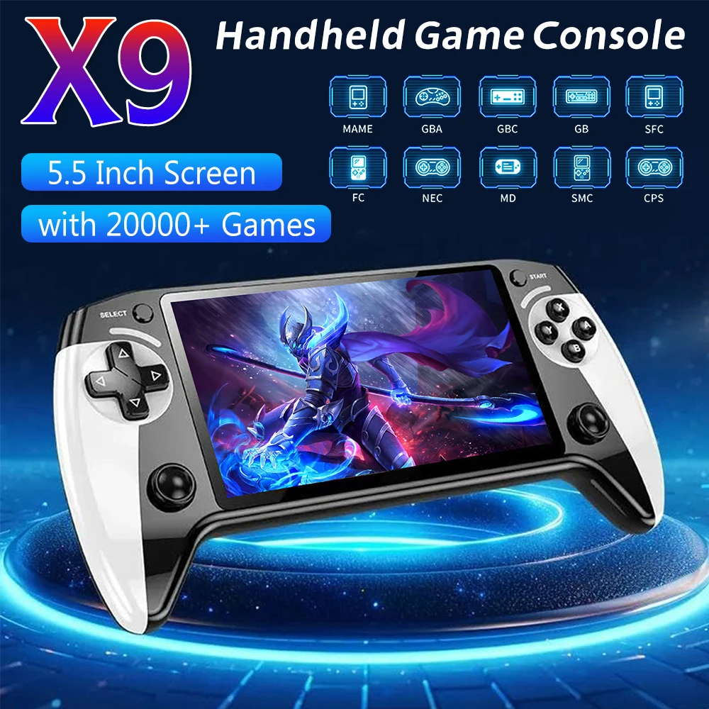 Портативная игровая консоль X9 с 2000 играми, 5,5-дюймовым HD-экраном, ретро-видеоигра, встроенными 9 эмуляторами, большой аккумулятор, зарядка типа C
Портативная игровая консоль X9 с 2000 играми, 5,5-дюймовым HD-экраном, ретро-видеоигра, встроенными 9 эмуляторами, большой аккумулятор, зарядка типа C