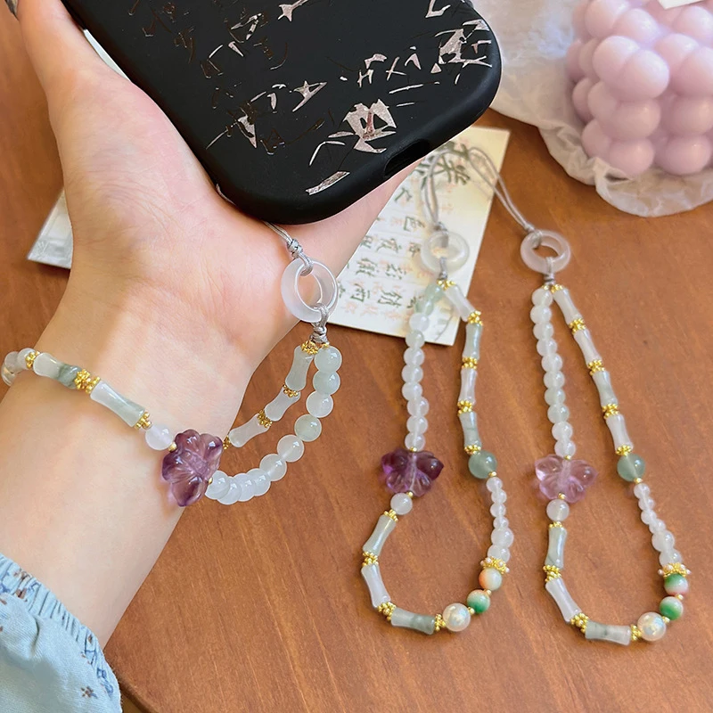 Original design New Chinese-style natural stone fluorite butterfly phone chain, Tianshan jade green bamboo bead phone lanyard
Original design New Chinese-style natural stone fluorite butterfly phone chain, Tianshan jade green bamboo bead phone lanyard