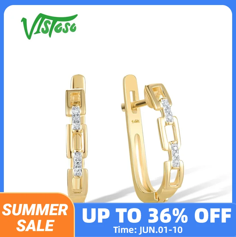 VISTOSO Real 14K 585 Yellow Gold Earrings For Women Sparkling Diamond Wedding Engagement Anniversary Delicate Gift Fine Jewelry
VISTOSO Real 14K 585 Yellow Gold Earrings For Women Sparkling Diamond Wedding Engagement Anniversary Delicate Gift Fine Jewelry