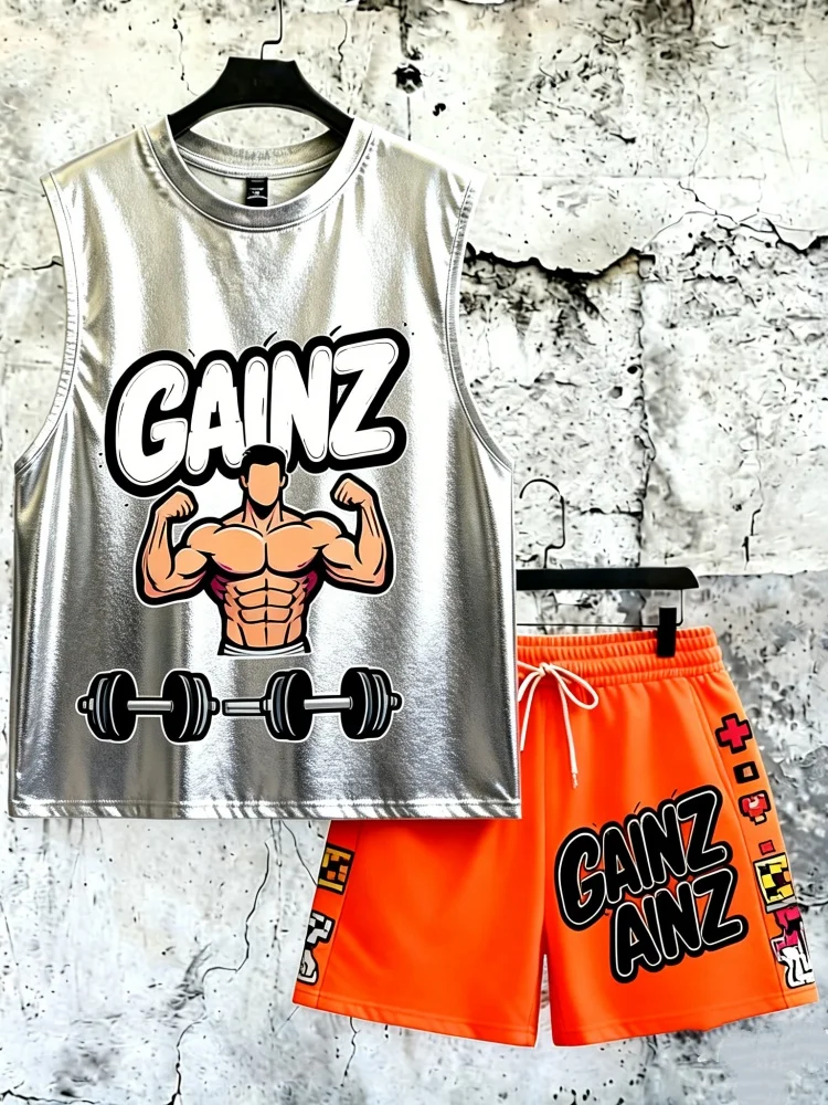 Men's 2-Piece Loose Fit Sleeveless Tank & Shorts, "GAINZ" Fitness Graphic Comfort Outfit
Men's 2-Piece Loose Fit Sleeveless Tank & Shorts, "GAINZ" Fitness Graphic Comfort Outfit