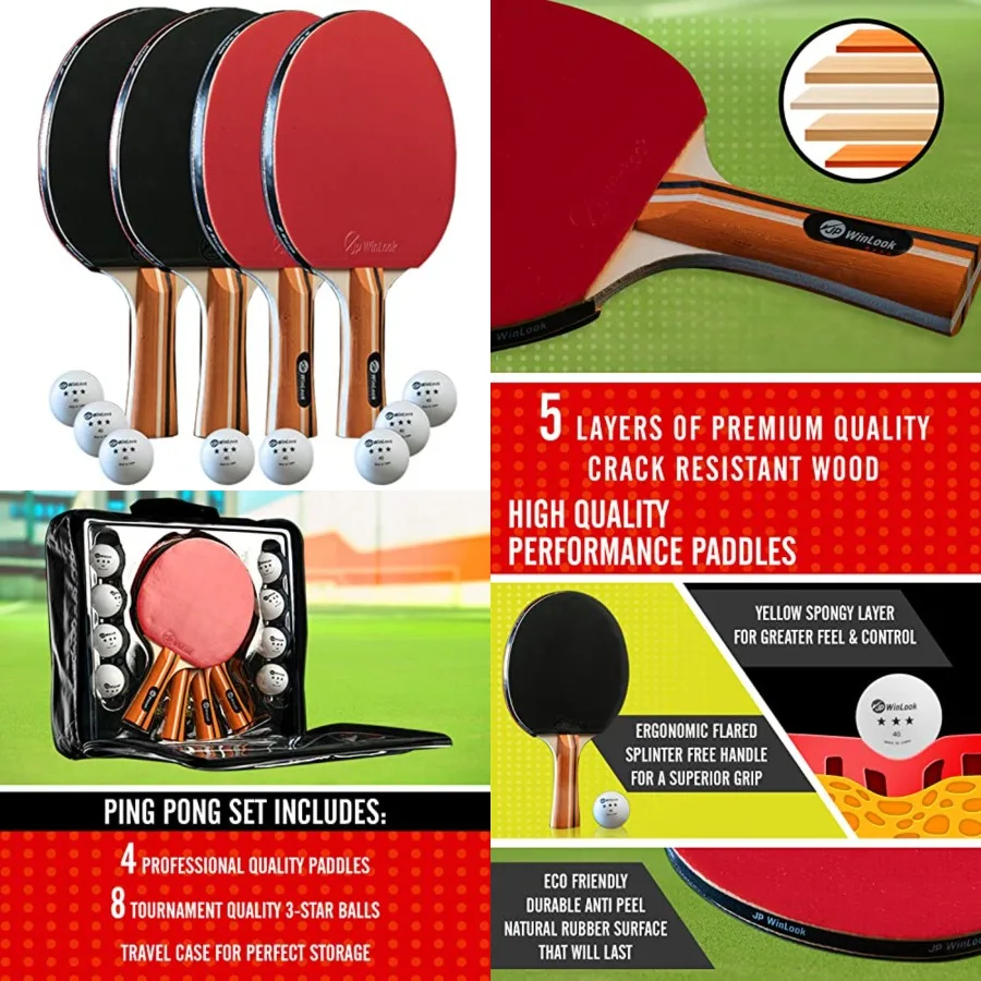 Ping Pong Paddles Sets - Portable Table Tennis Paddle Set with Ping Pong Paddles Professional Case Ping Pong Balls - Premium Ta
Ping Pong Paddles Sets - Portable Table Tennis Paddle Set with Ping Pong Paddles Professional Case Ping Pong Balls - Premium Ta