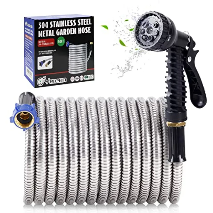 304 Stainless Steel Garden Hose 100 ft Metal Garden Hose with 3/4 Connector Fittings and Sprayer Heavy Duty Kink Free Flexible
304 Stainless Steel Garden Hose 100 ft Metal Garden Hose with 3/4 Connector Fittings and Sprayer Heavy Duty Kink Free Flexible
