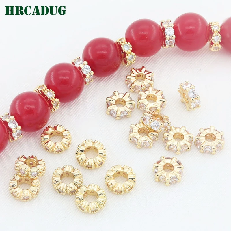 Wholesale 6mm Jewelry Separation Bead 14K Gold Plated Brass Zircon Flat Spacer Beads For Bracelets Jewellery Making Supplies
Wholesale 6mm Jewelry Separation Bead 14K Gold Plated Brass Zircon Flat Spacer Beads For Bracelets Jewellery Making Supplies