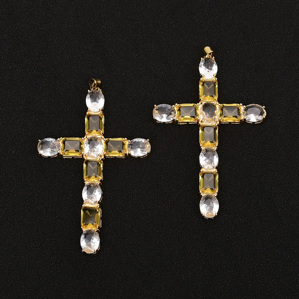 APDGG N109 2 Pcs Gold Plated Jewelry Inlaid Yellow Color Crystal Cross Pendant Necklace Making DIY
APDGG N109 2 Pcs Gold Plated Jewelry Inlaid Yellow Color Crystal Cross Pendant Necklace Making DIY