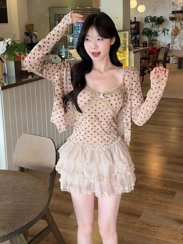 Summer Chic Lace Print Three-Piece Set Women's Pure Desire Strapless Cardigan Cake Skirt Sweet Sister Outfit Floral V-Neck ...
Summer Chic Lace Print Three-Piece Set Women's Pure Desire Strapless Cardigan Cake Skirt Sweet Sister Outfit Floral V-Neck ...