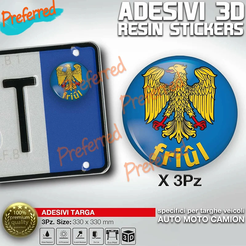 3x 3D Gel Resin ADESIVI Bollino Targa Friuli Venezia Giulia FRIUL Bandiera Italia Auto Moto - Customizable in Any Sticker Size
3x 3D Gel Resin ADESIVI Bollino Targa Friuli Venezia Giulia FRIUL Bandiera Italia Auto Moto - Customizable in Any Sticker Size