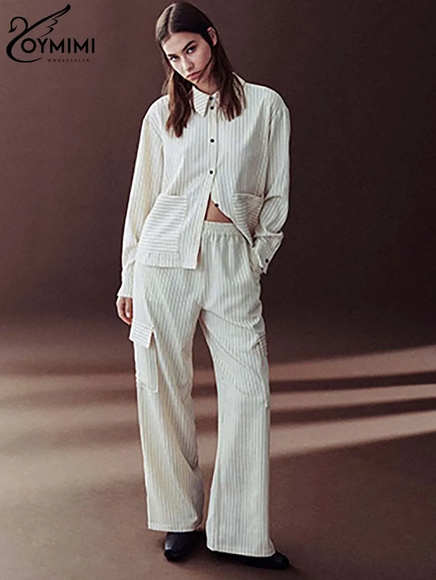 Oymimi Fashion White Print Two Piece Set For Women Elegant Long Sleeve Button Pockets Shirts + High Waist Straight Trousers Sets
Oymimi Fashion White Print Two Piece Set For Women Elegant Long Sleeve Button Pockets Shirts + High Waist Straight Trousers Sets
