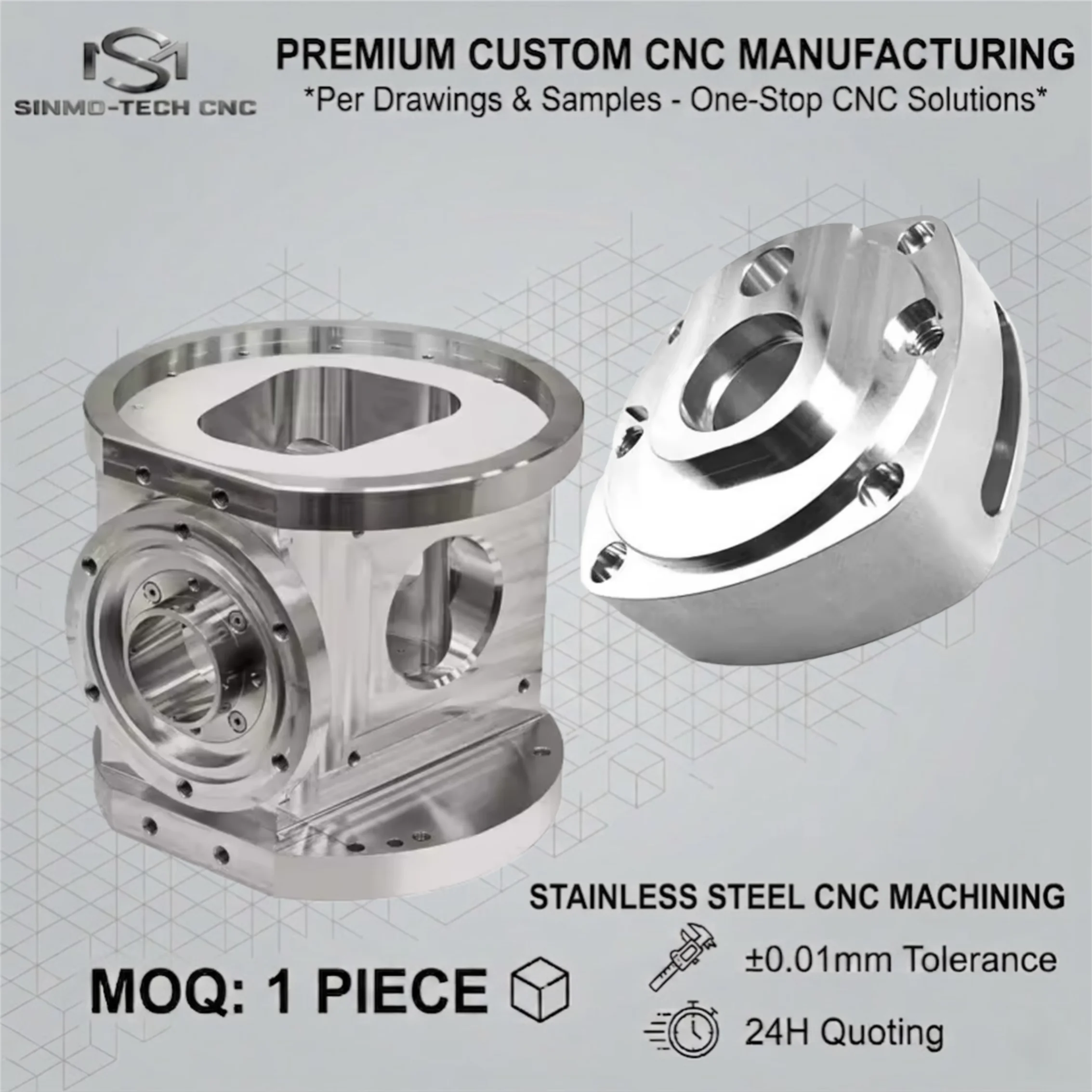 Industrial 5-Axis CNC Stainless Steel Milling per STEP File, Custom Complex Shaped Structural Metal Components, MOQ 1pc
Industrial 5-Axis CNC Stainless Steel Milling per STEP File, Custom Complex Shaped Structural Metal Components, MOQ 1pc