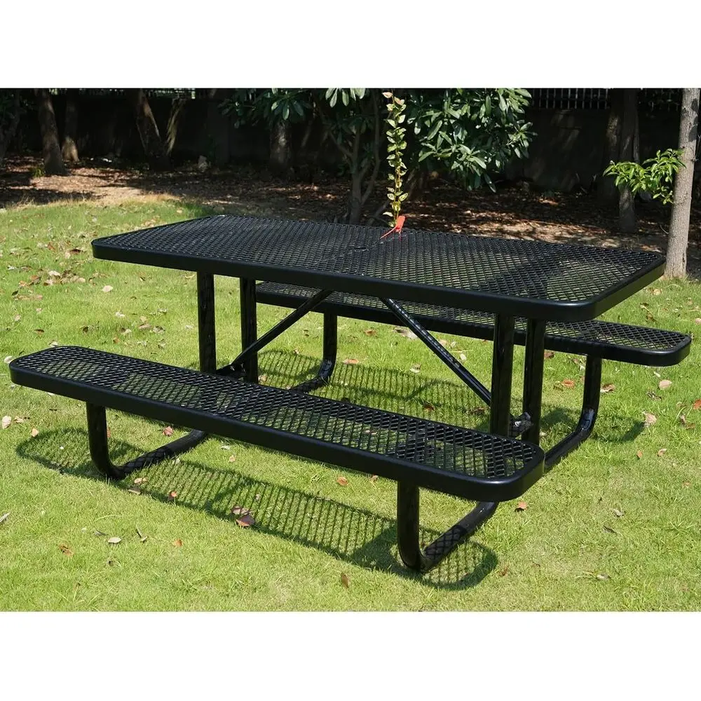 Durable 6-Foot Rectangular Picnic Table, Black Metal, 72 Length
Durable 6-Foot Rectangular Picnic Table, Black Metal, 72 Length