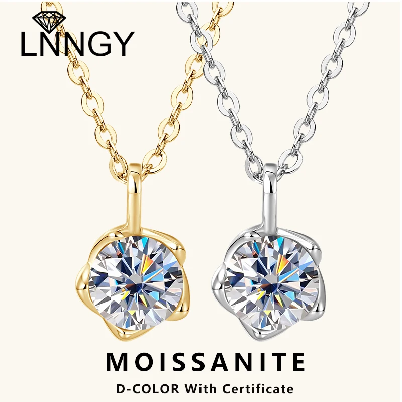 Lnngy Certified Round Moissanite Flower Necklaces for Women Pure 925 Sterling Silver Pendant Necklace 2025 Trend Jewelry Gift 
Lnngy Certified Round Moissanite Flower Necklaces for Women Pure 925 Sterling Silver Pendant Necklace 2025 Trend Jewelry Gift