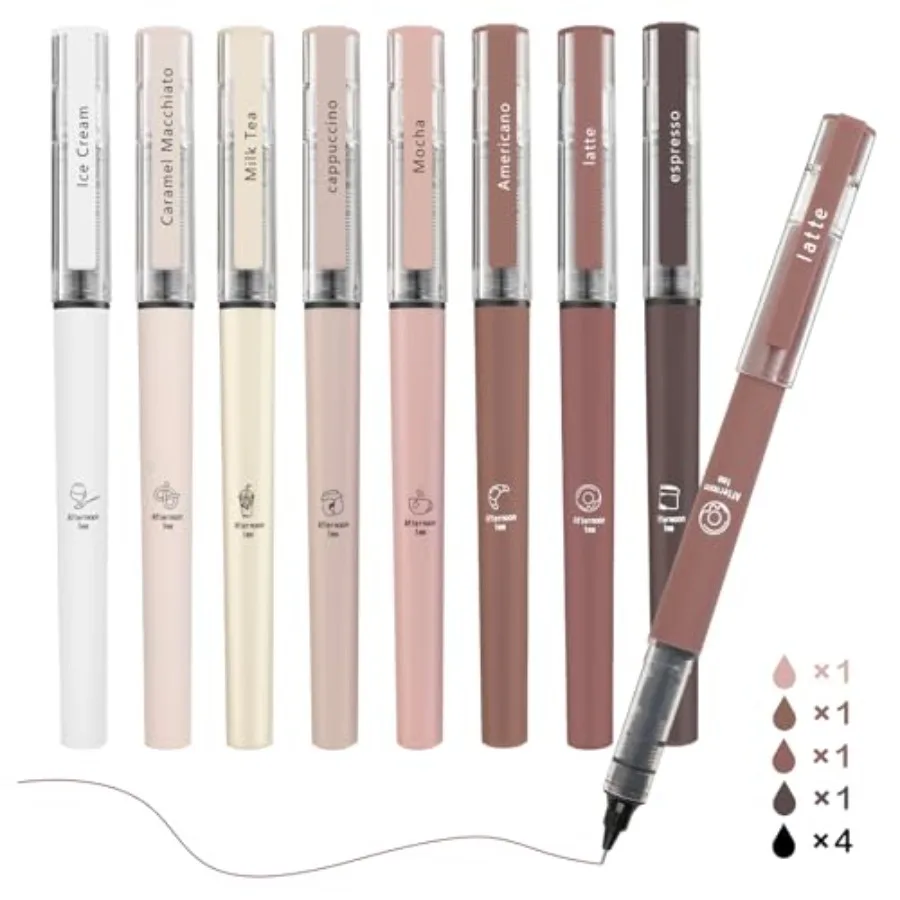 Aesthetic Cute Stick Rollerball Pens, Colored Ink Gel Pen, Quick Dry Colored Liquid Ink Pens, 0.5mm Fine Point Coffee Pens Soft
Aesthetic Cute Stick Rollerball Pens, Colored Ink Gel Pen, Quick Dry Colored Liquid Ink Pens, 0.5mm Fine Point Coffee Pens Soft