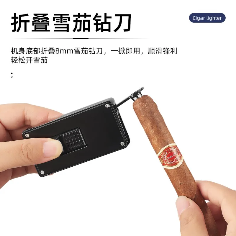 2026 Multi-function Cigar Cutter Lighter with Creative Metal Body, Double Flame Direct Injection, Windproof Blue Flame Igniter
2026 Multi-function Cigar Cutter Lighter with Creative Metal Body, Double Flame Direct Injection, Windproof Blue Flame Igniter