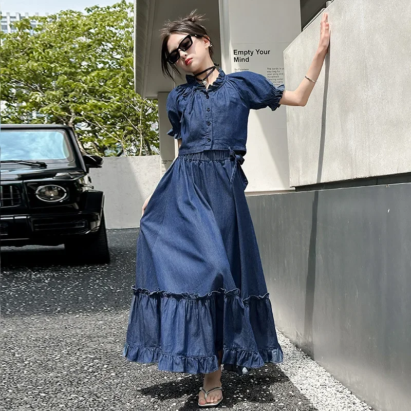 2024 Summer Fashion Thin Children's Clothing Girls High Waist Mid-length Denim Skirt Shirt Two-piece Solid Colour Daily Suit
2024 Summer Fashion Thin Children's Clothing Girls High Waist Mid-length Denim Skirt Shirt Two-piece Solid Colour Daily Suit