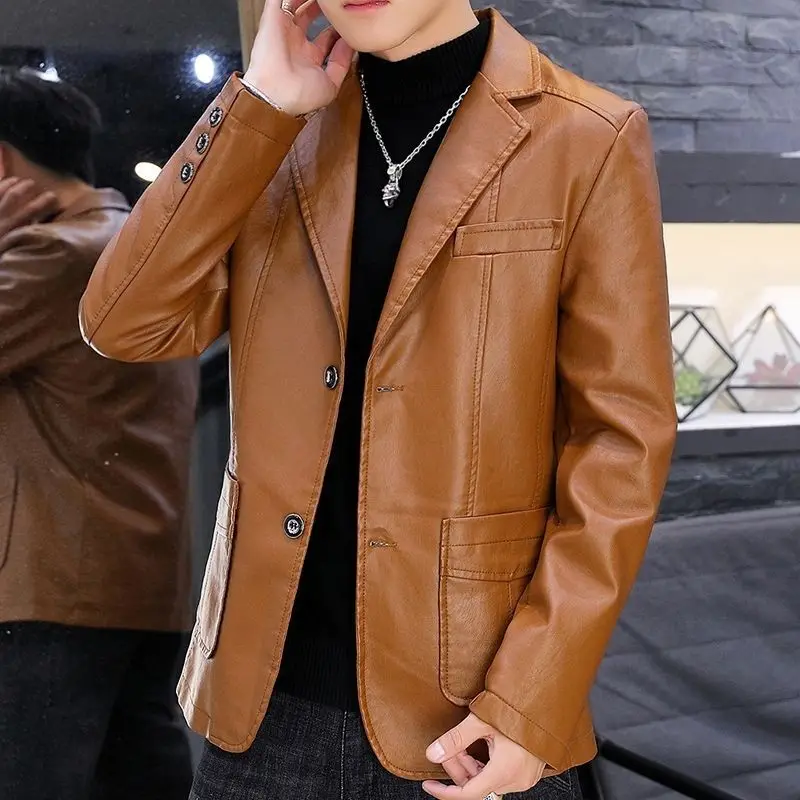 Quality Autumn New Men Leather Jacket Winter Brand Men's Fashion Jackets Lapel Leather Coat Solid Spring PU Clothing A28
Quality Autumn New Men Leather Jacket Winter Brand Men's Fashion Jackets Lapel Leather Coat Solid Spring PU Clothing A28