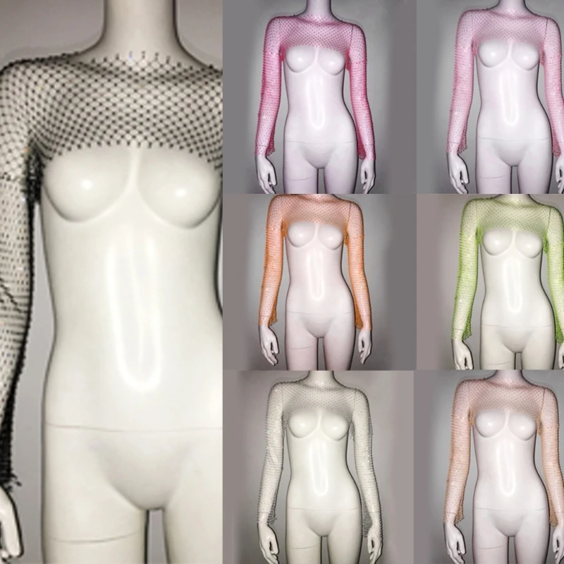 Hollow Out Rhinestones Sheer Crop Top Shrug for Women Long Sleeve Cover Up Shirt Aesthetic Nightclub Fishnet Boleros 
Hollow Out Rhinestones Sheer Crop Top Shrug for Women Long Sleeve Cover Up Shirt Aesthetic Nightclub Fishnet Boleros