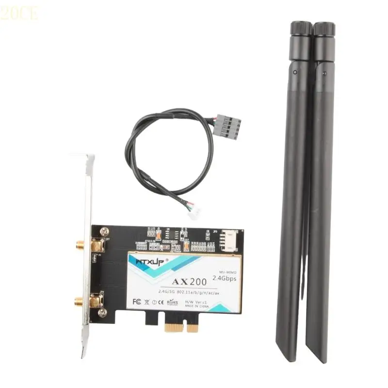 20CE AX200 Desktop NetworkCard WIFI 6 DualBand 3000Mbps Wireless PCIe WIFI Adapter
20CE AX200 Desktop NetworkCard WIFI 6 DualBand 3000Mbps Wireless PCIe WIFI Adapter