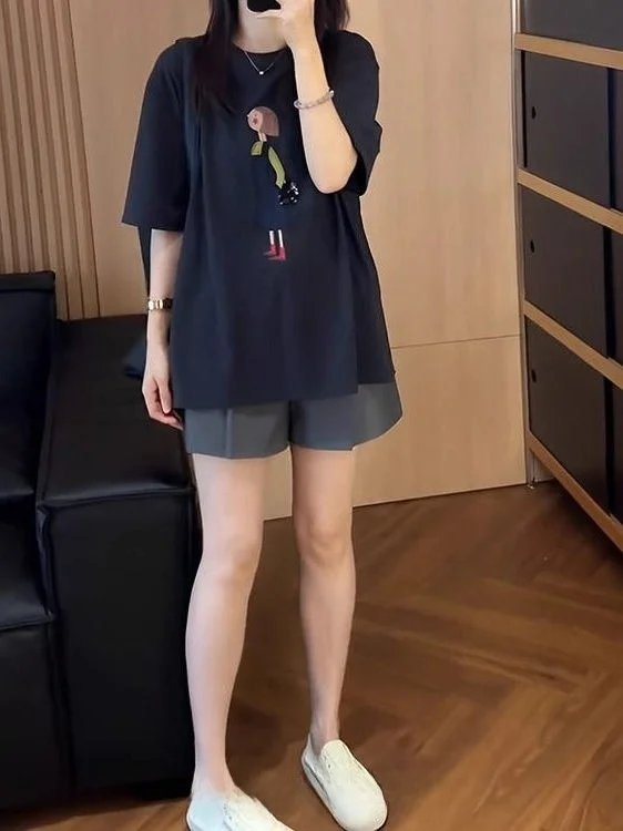 Korean Style Summer Casual Cartoon Girl Print Short Sleeve T-Shirt Women's Loose Pants Anti-Aging Two-Piece Set round Neck
Korean Style Summer Casual Cartoon Girl Print Short Sleeve T-Shirt Women's Loose Pants Anti-Aging Two-Piece Set round Neck