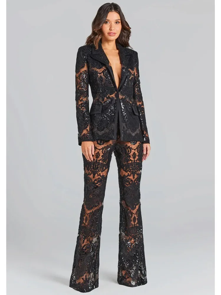 Women Summer Luxury Sexy Long Sleeve V Neck Sequins Black White Pants Set 2023 Celebrity Designer Fashion Women's Set
Women Summer Luxury Sexy Long Sleeve V Neck Sequins Black White Pants Set 2023 Celebrity Designer Fashion Women's Set