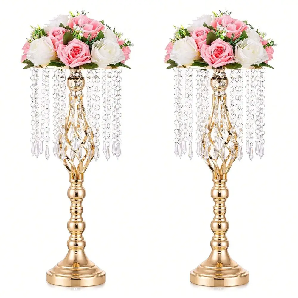 Gold Metal Flower Vase with Chandelier Crystals, Wedding Table Centerpiece Decor for Party Event Arrangement
Gold Metal Flower Vase with Chandelier Crystals, Wedding Table Centerpiece Decor for Party Event Arrangement