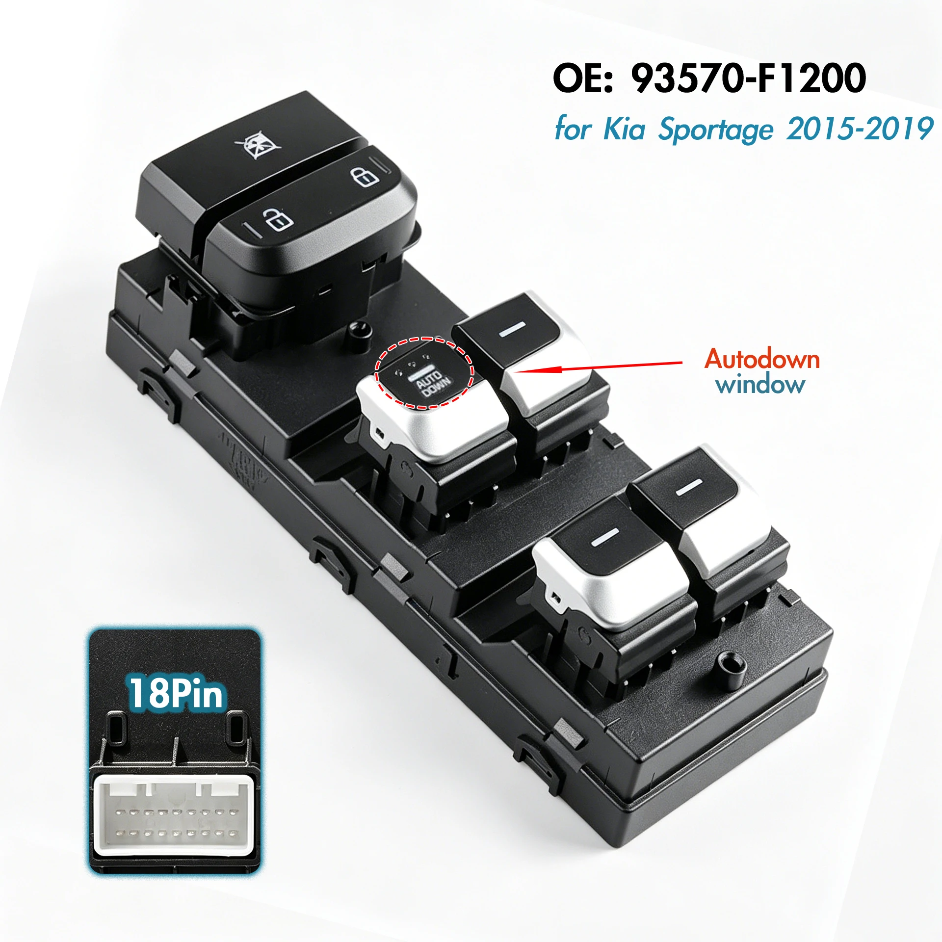 93570-F1200 For Kia Sportage 2015-2019,LHD Front Left Electric Power Master Window Switch Glass Lifter Control Button Regulator
93570-F1200 For Kia Sportage 2015-2019,LHD Front Left Electric Power Master Window Switch Glass Lifter Control Button Regulator
