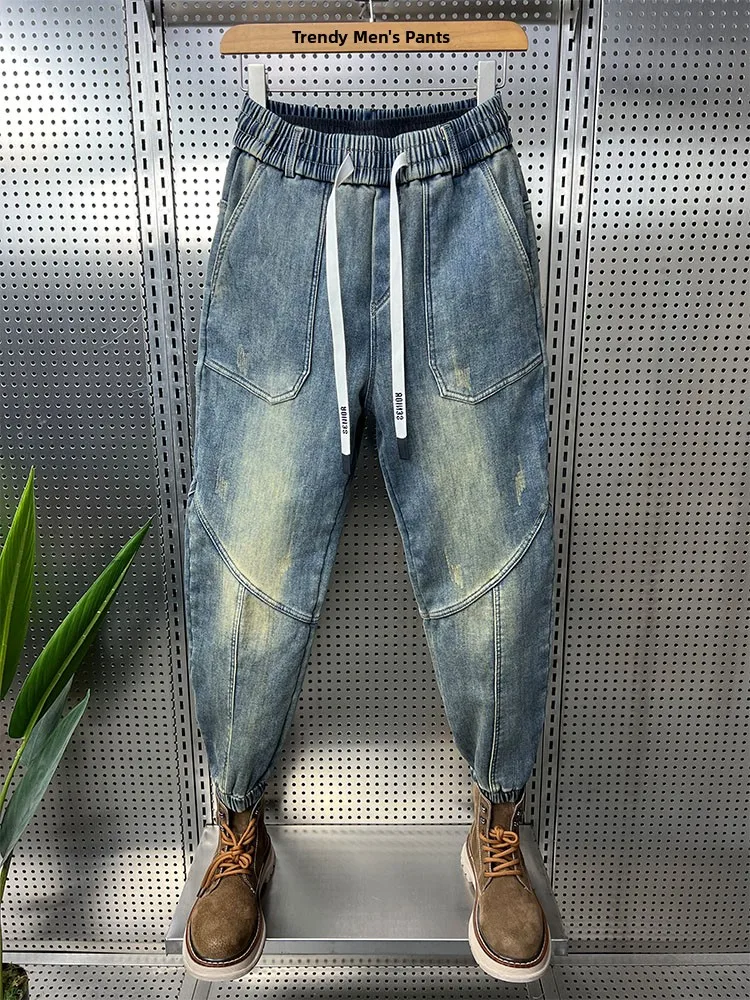 Spring 2025 New Faion Men's Distred Blue Denim Jeans Harlan Pants Cuffed Waed out Sle Dstring Waist Youth Trend
Spring 2025 New Faion Men's Distred Blue Denim Jeans Harlan Pants Cuffed Waed out Sle Dstring Waist Youth Trend