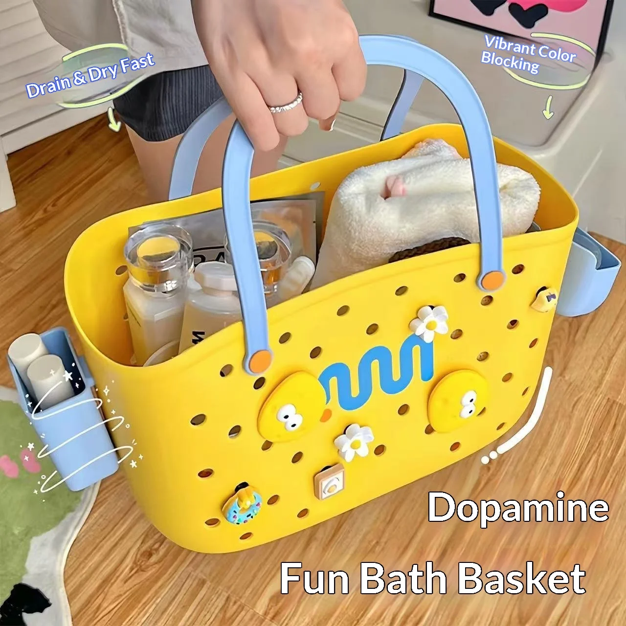 Dopamine Contrasting color portable bath basket can be bought vegetable basket bathroom household goods storage basket bathhouse
Dopamine Contrasting color portable bath basket can be bought vegetable basket bathroom household goods storage basket bathhouse