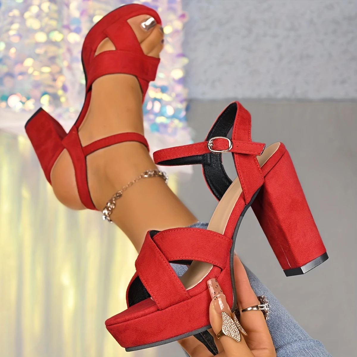 Женские сандалии большого размера, повседневная обувь для вечеринок, летняя обувь с перекрестным ремешком на щиколотке, женские сандалии на высоком каблуке с открытым носком, Zapatos De Muje
Женские сандалии большого размера, повседневная обувь для вечеринок, летняя обувь с перекрестным ремешком на щиколотке, женские сандалии на высоком каблуке с открытым носком, Zapatos De Muje