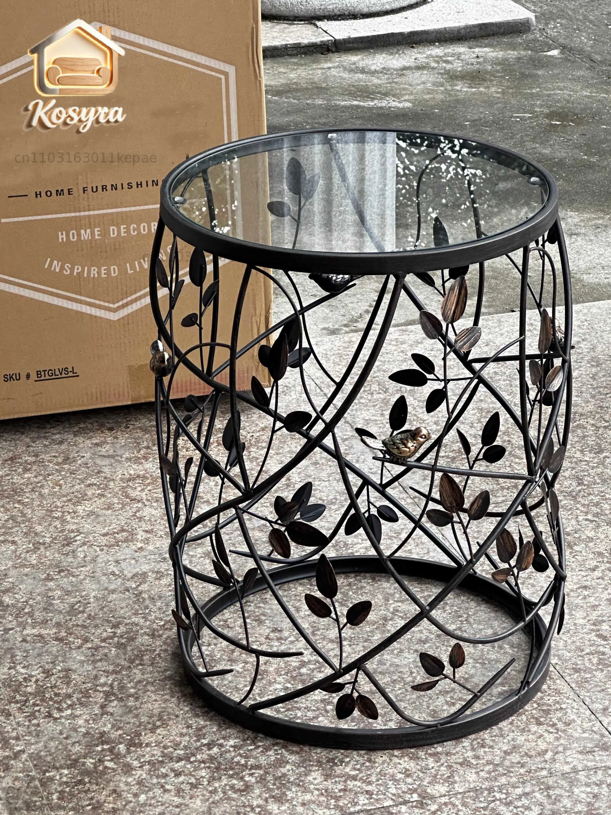 Decorative Metal Side Table with Glass Top, Bird and Leaf Design, Vintage Bronze Black Finish, Round Accent Table, 22 Inches Hei
Decorative Metal Side Table with Glass Top, Bird and Leaf Design, Vintage Bronze Black Finish, Round Accent Table, 22 Inches Hei