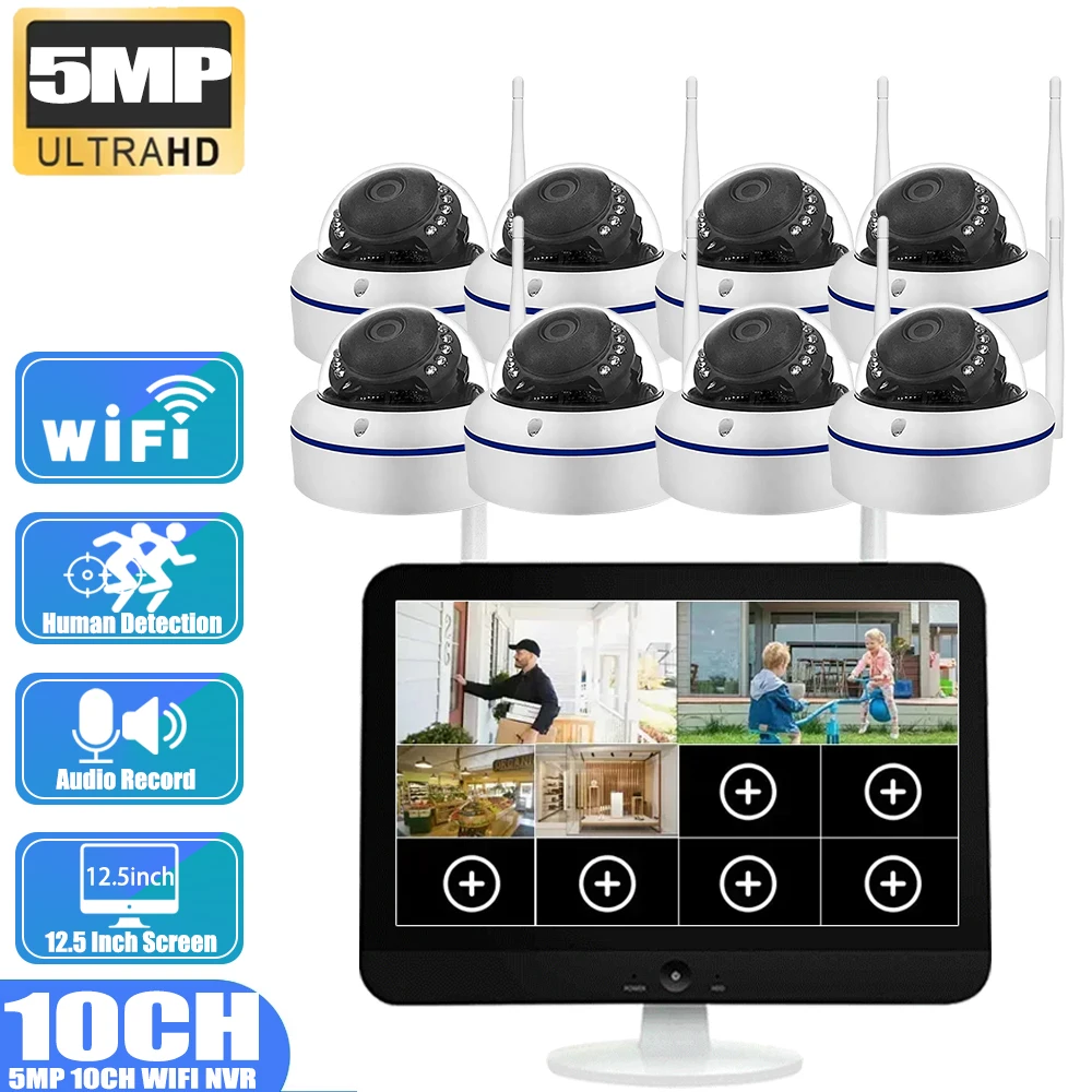 12.5 Inch 10CH Wireless NVR Kit Built-in Screen 5MP Dome Outdoor WIFI IP Security Camera Smart Video Surveillance CCTV System
12.5 Inch 10CH Wireless NVR Kit Built-in Screen 5MP Dome Outdoor WIFI IP Security Camera Smart Video Surveillance CCTV System