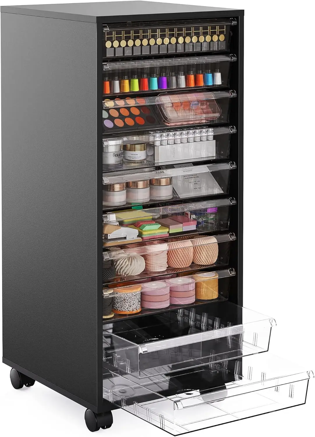 Storage Drawer Cart, Mobile Storage Cabinet, Makeup Storage with 10 Large Clear Drawers, Utility Wooden Rolling Cart on Wheels,
Storage Drawer Cart, Mobile Storage Cabinet, Makeup Storage with 10 Large Clear Drawers, Utility Wooden Rolling Cart on Wheels,