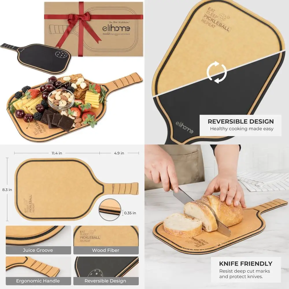 Pickleball Charcuterie Board and Cutting Board Set, Ideal Gift for Men and Women, Wooden Fiber Paddle Shape with Handle, Dishwas
Pickleball Charcuterie Board and Cutting Board Set, Ideal Gift for Men and Women, Wooden Fiber Paddle Shape with Handle, Dishwas