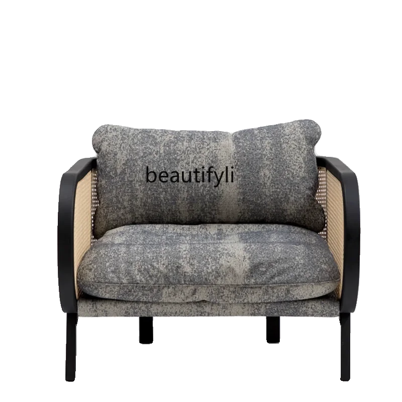 New Chinese Solid Wood Rattan Sofa Chair Wabi Sandy Wind Hotel Living Room Single Leisure Sofa Chair
New Chinese Solid Wood Rattan Sofa Chair Wabi Sandy Wind Hotel Living Room Single Leisure Sofa Chair